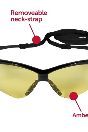 Must Have R3 Safety 1019-0005 Safety Glasses Amber Lens Black Frame